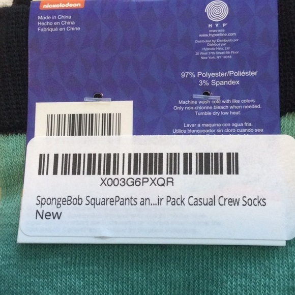 Sponge Bob Character  Socks 2 pr. One yellow & one green size 6 to 12 New - Picture 3 of 3